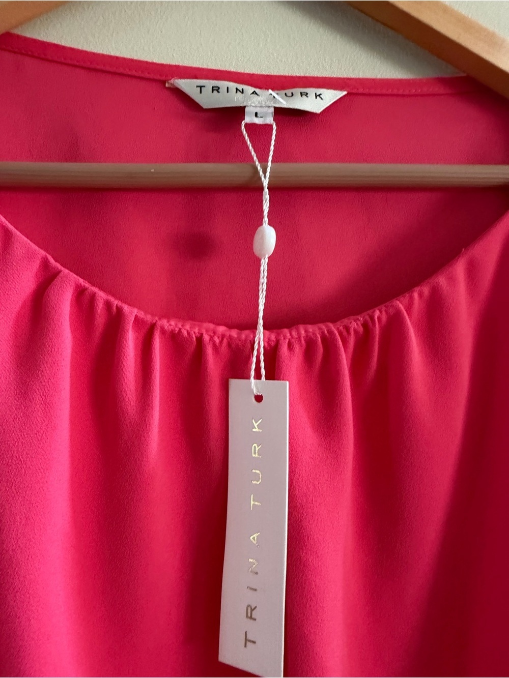 NWT Trina Turk Hot Pink High-Low Casual Dress large retail $248 - Picture 4 of 6
